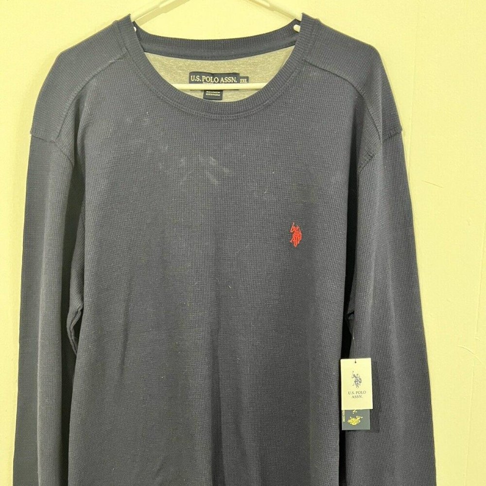 US Polo Assn Men's 2XL Navy Blue Thermal Long Sleeve Shirt NEW